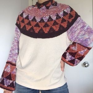 Free People Sweater The Small Stuff Pullover in Femme Combo size XL New